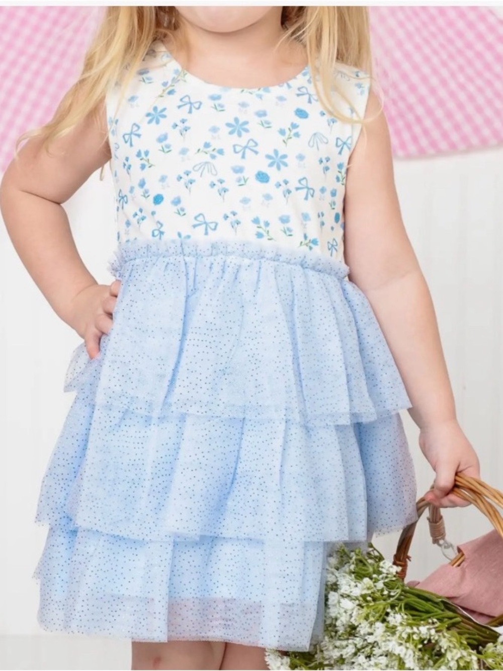 NWT Sweet Wink Sky Floral Tank Tutu Dress Size 6 Blue